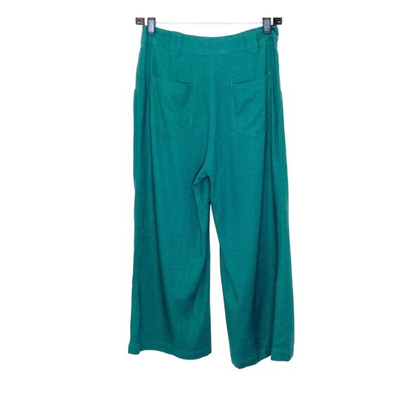 New Modcloth Green Join Joyfully Wide Leg Linen Blend Career Culottes Sz 26 - Picture 3 of 5